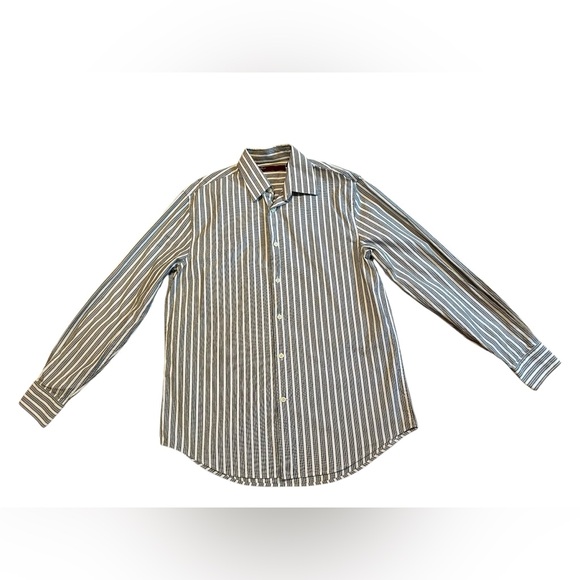 Perry Ellis Other - Perry Ellis Grey Striped Button Down Mens M